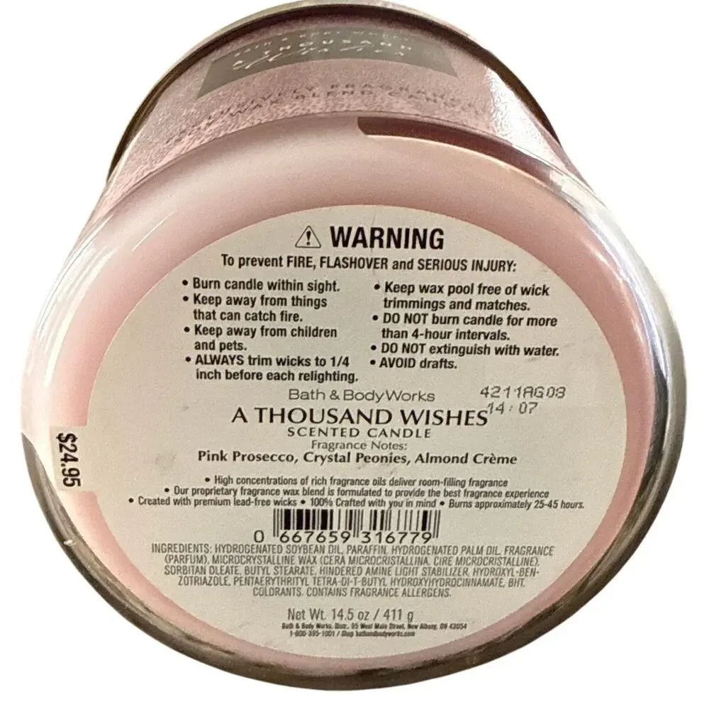 Bath & Body Works A Thousand Wishes 3-Wick Soy Wax Blend Candle - Picture 5 of 5